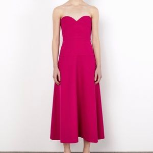 XS Zara Bustier corset midi dress in fuchsia pink